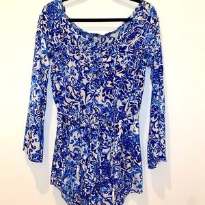 Olivaceous M blue Long sleeve romper